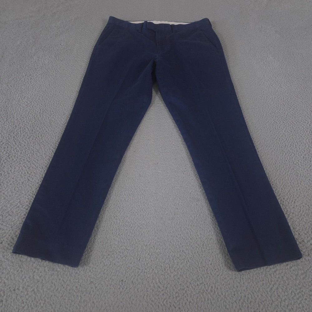 J.Crew Pants Mens 32x30 Navy Blue Bowery Slim-Fit‎ Chino Stretch Cotton Pleated